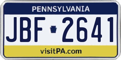 PA license plate JBF2641