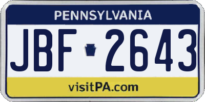 PA license plate JBF2643