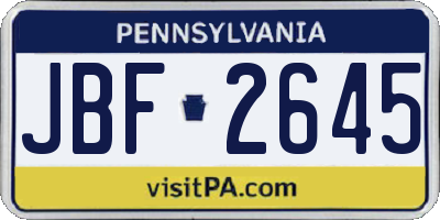 PA license plate JBF2645