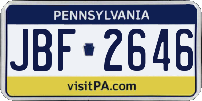 PA license plate JBF2646