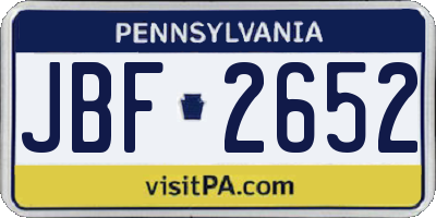 PA license plate JBF2652