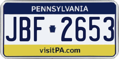 PA license plate JBF2653