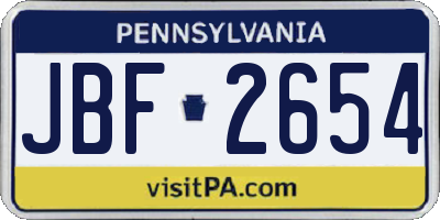 PA license plate JBF2654