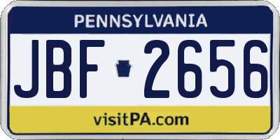 PA license plate JBF2656