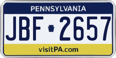 PA license plate JBF2657