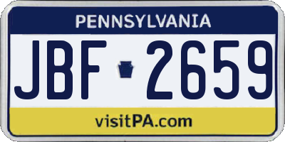 PA license plate JBF2659