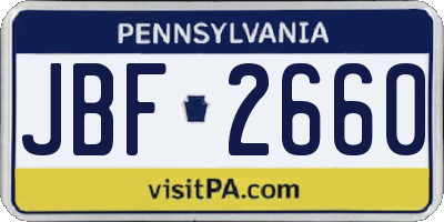 PA license plate JBF2660