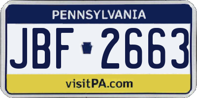 PA license plate JBF2663