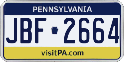 PA license plate JBF2664