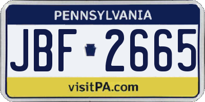 PA license plate JBF2665