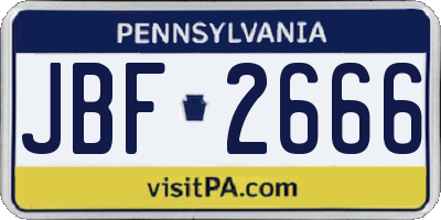 PA license plate JBF2666