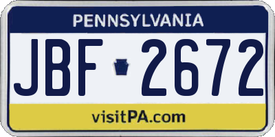 PA license plate JBF2672