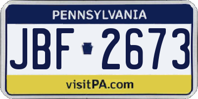 PA license plate JBF2673