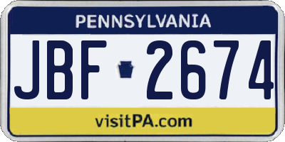 PA license plate JBF2674