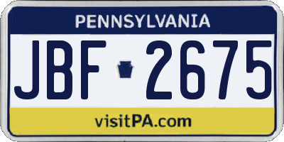 PA license plate JBF2675