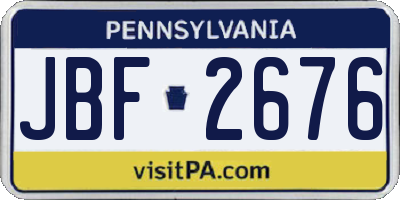 PA license plate JBF2676