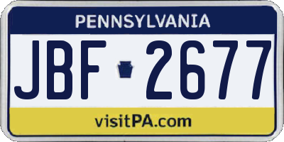 PA license plate JBF2677