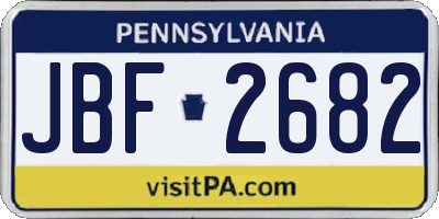 PA license plate JBF2682