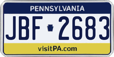 PA license plate JBF2683