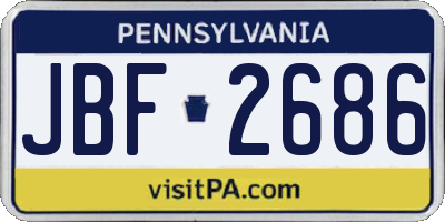 PA license plate JBF2686