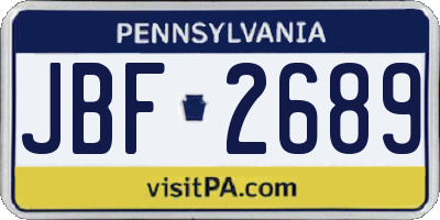 PA license plate JBF2689