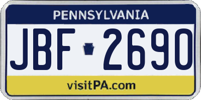 PA license plate JBF2690