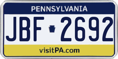 PA license plate JBF2692