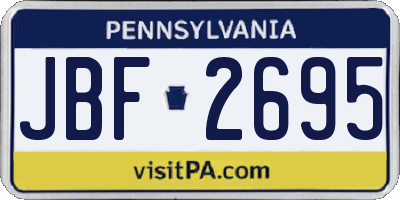 PA license plate JBF2695