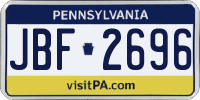 PA license plate JBF2696