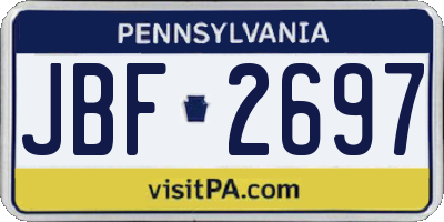 PA license plate JBF2697