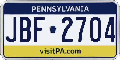 PA license plate JBF2704