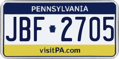 PA license plate JBF2705