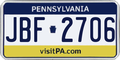 PA license plate JBF2706