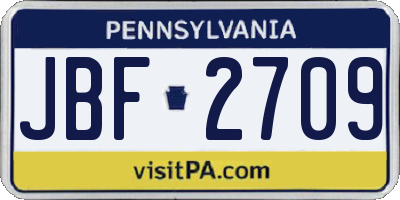 PA license plate JBF2709