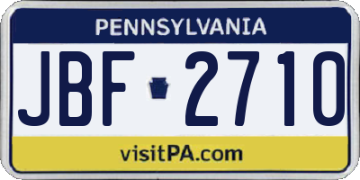 PA license plate JBF2710