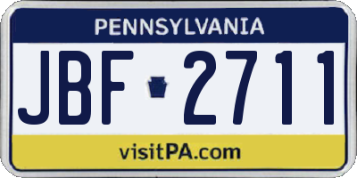 PA license plate JBF2711