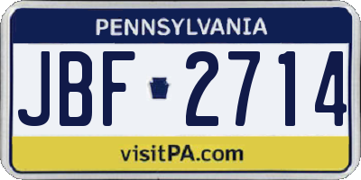 PA license plate JBF2714