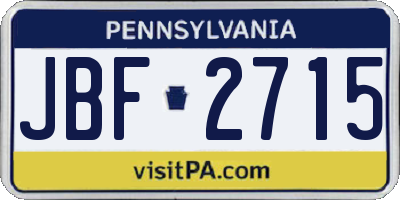 PA license plate JBF2715