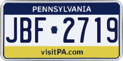 PA license plate JBF2719