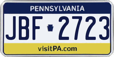 PA license plate JBF2723