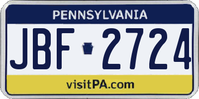 PA license plate JBF2724