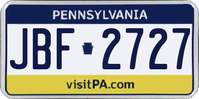 PA license plate JBF2727