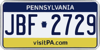 PA license plate JBF2729