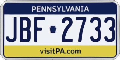 PA license plate JBF2733