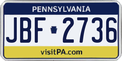 PA license plate JBF2736