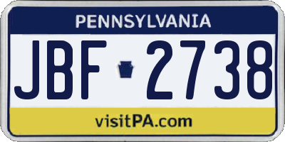 PA license plate JBF2738