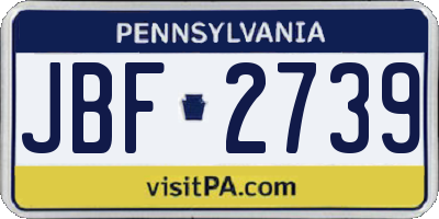 PA license plate JBF2739