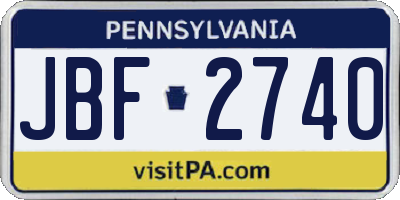 PA license plate JBF2740