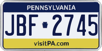 PA license plate JBF2745