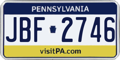 PA license plate JBF2746